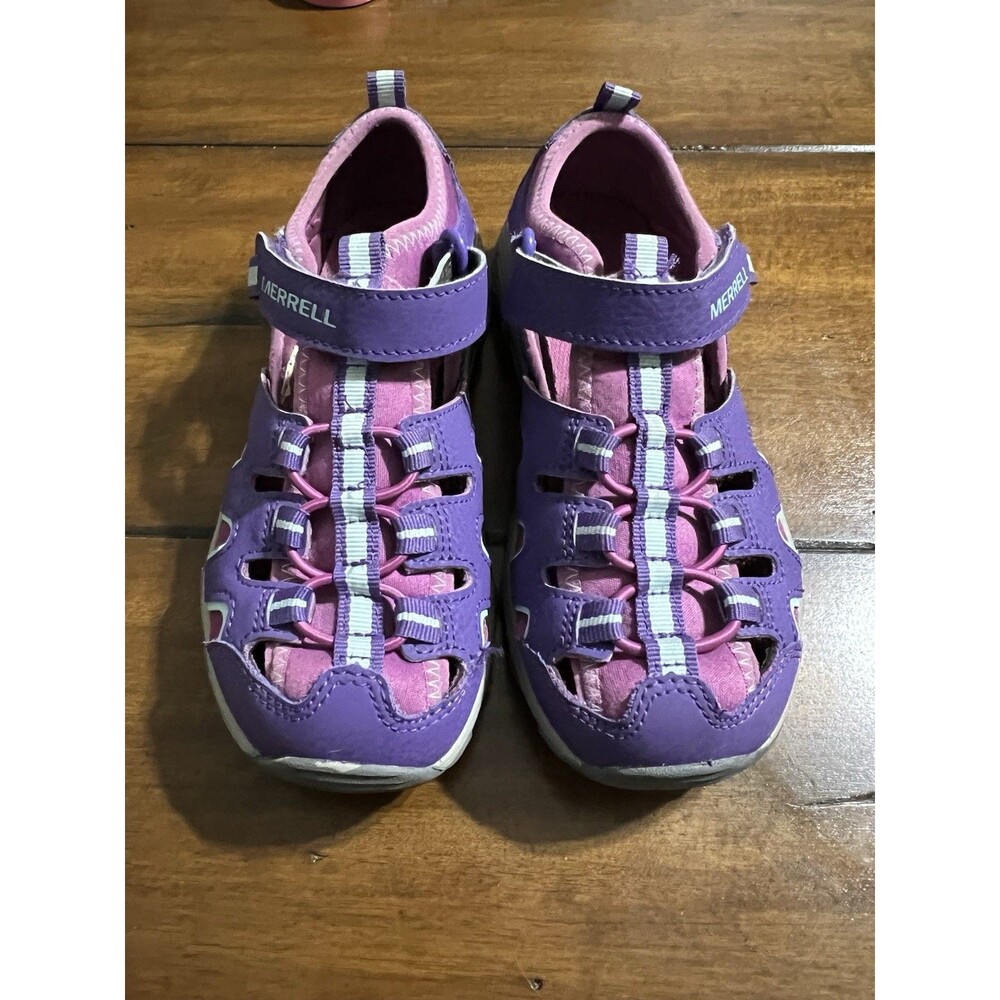 Merrell Size 2M  Girls Purple Pink Hook And Loop Hiking Sandal